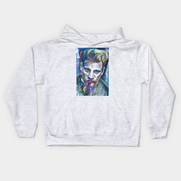 RAINER MARIA RILKE - watercolor portrait .3 Kids Hoodie by lautir